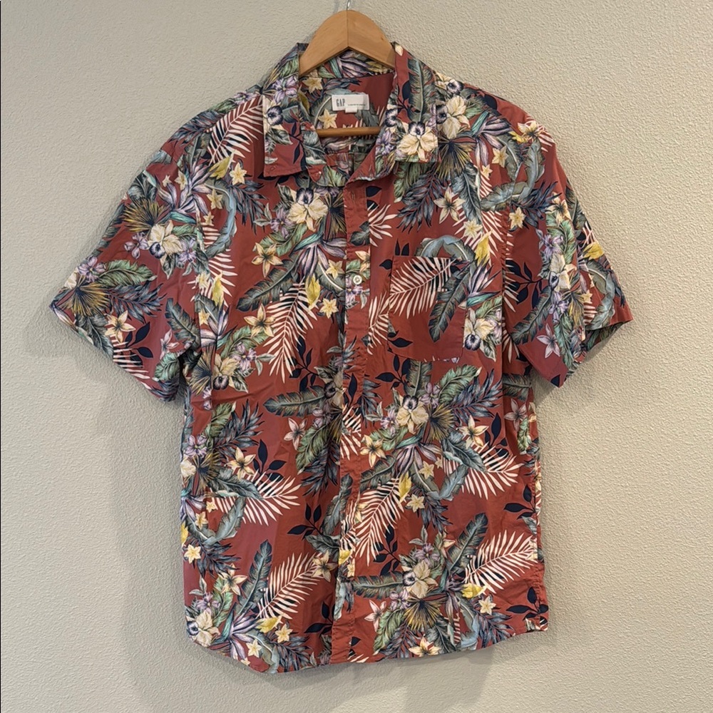 GAP Tropical Floral Button Down Shirt - Red Multi